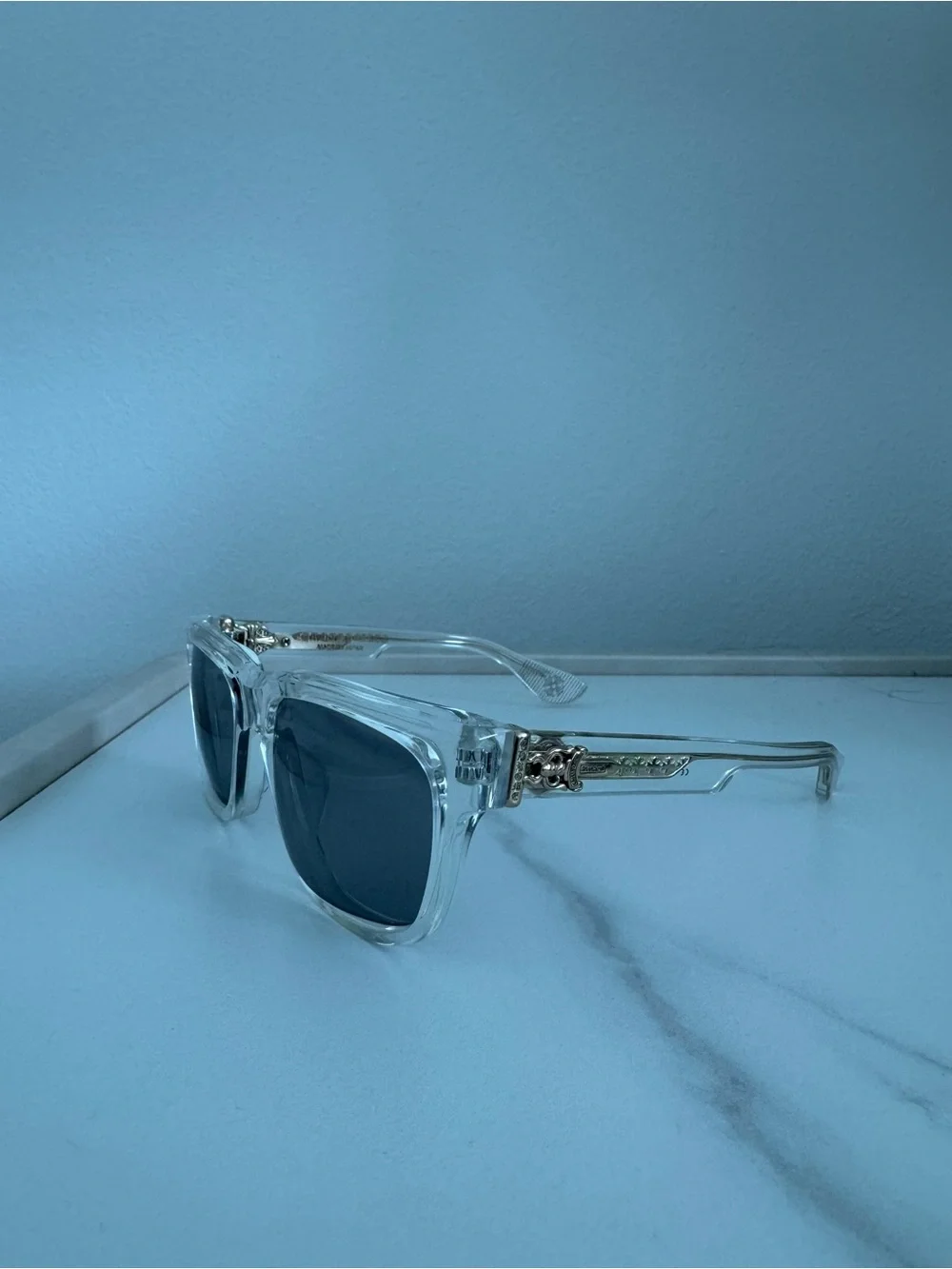 Chrome Hearts Box Officer Sunglasses Clear Frame with Tinted Lenses